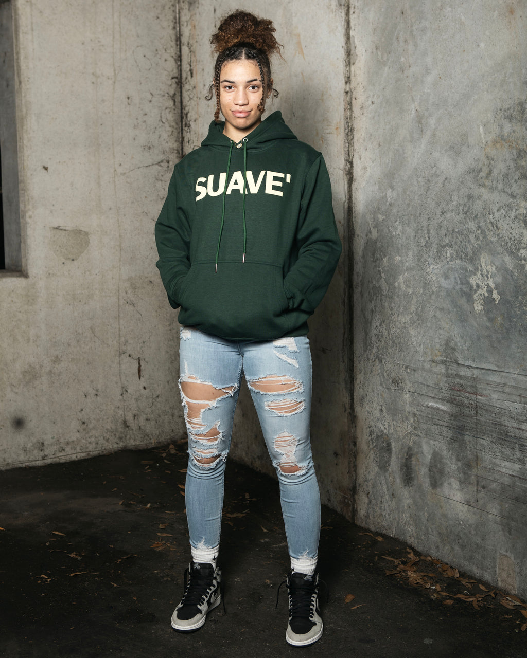 Puff Print Green Logo Hoodie