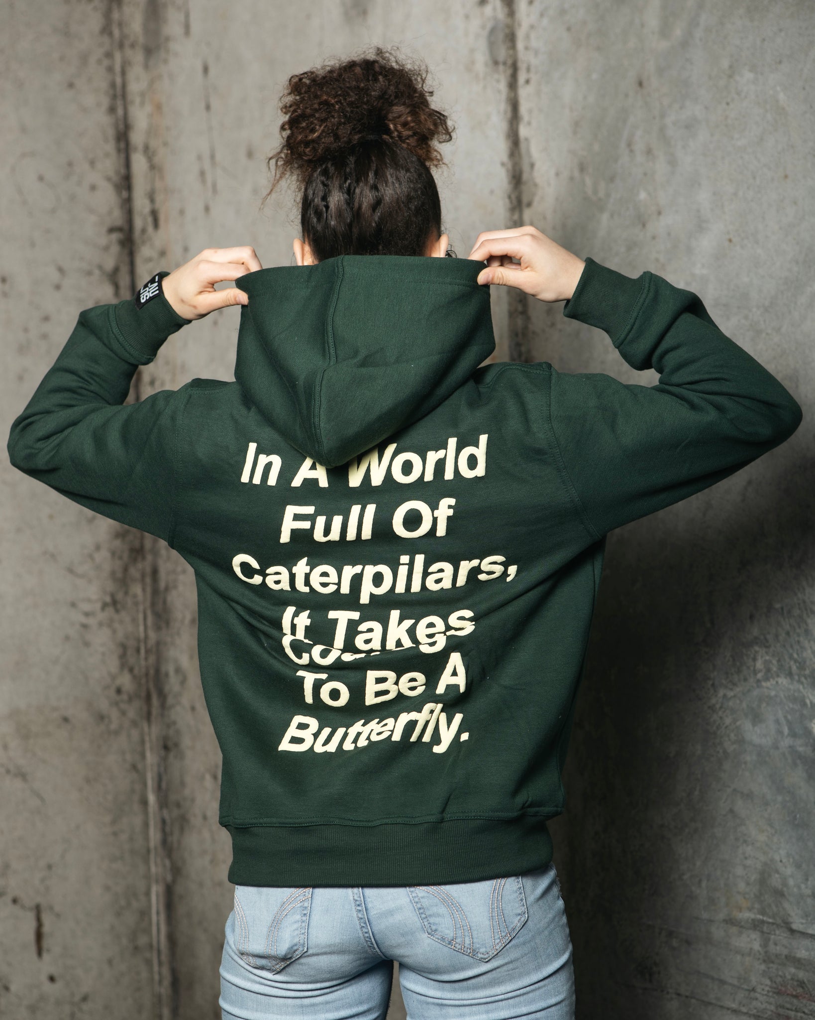 Puff Print Green Logo Hoodie