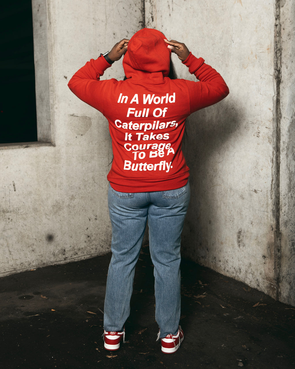 Puff Print Red Logo Hoodie