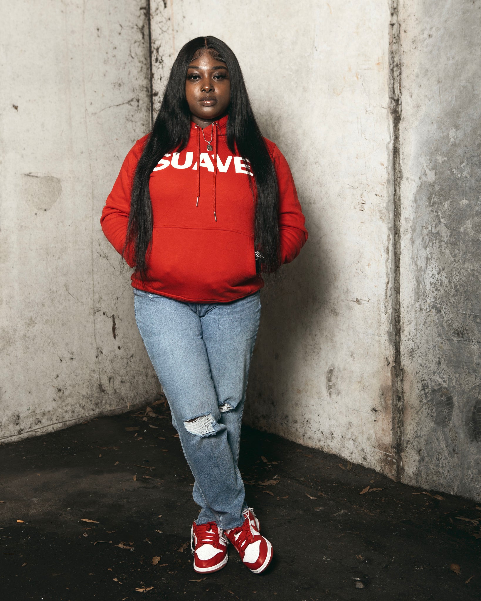 Puff Print Red Logo Hoodie